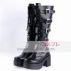 Fekete 2 2 High Heel Klasszikus csomagolsi pntok csatok Punk Rock Ni Csizma Lolita