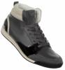 Armani Jeans Gun Metal Grey Hi Top Leather Trainers