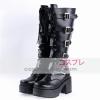 Fekete 2 2 High Heel Klasszikus csomagolsi pntok csatok Punk Rock Ni Csizma Lolita