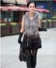Hrom gomb Lady Chain Belt kapucnis szrme mellny Kabt Grey