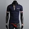 Frfi pamut Blend kbeles rvid ujjú hossza szabadid Sport T-Shirt (Navy)
